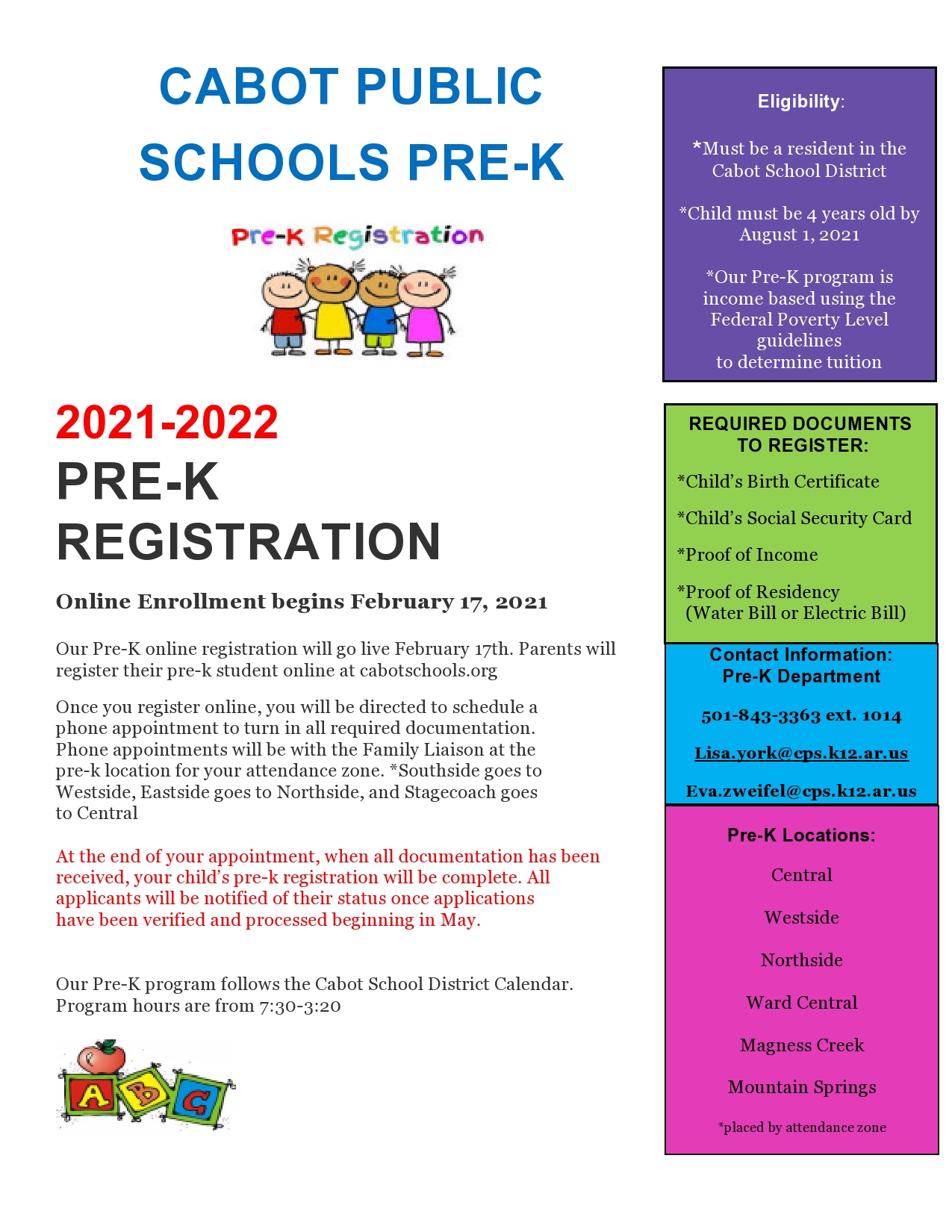 Pre-K Registration Flyer